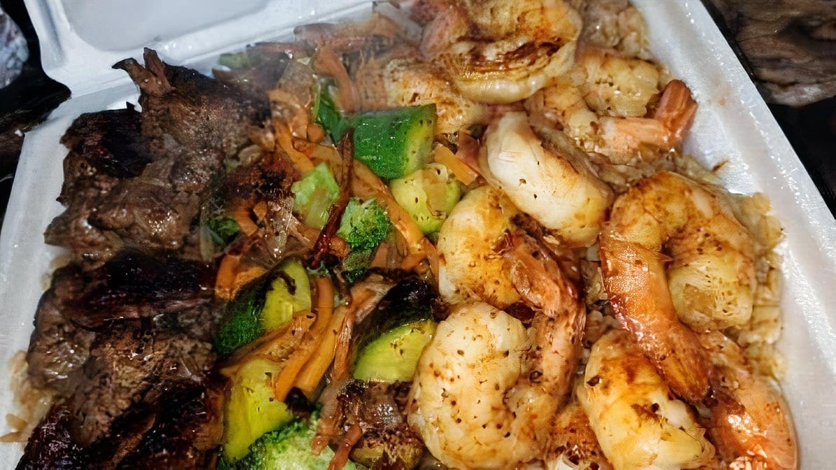 Steak N Shrimp Hibachi Plate.