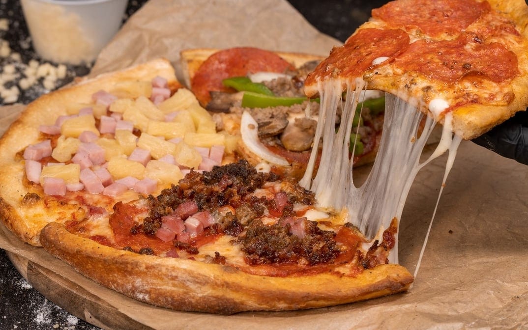 From the Pizza Kitchen Hawaiian Slices & a Drink.